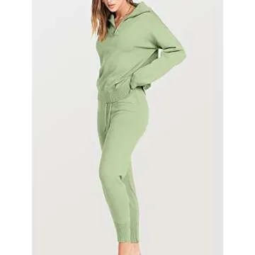 ANRABESS Women's Two Piece Outfits Sweater Sets Long Sleeve Zip Up Knit Pullover Jogger Pants Tracksuit 2024 Fall Lounge Sets Small