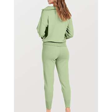 ANRABESS Women's Two Piece Outfits Sweater Sets Long Sleeve Zip Up Knit Pullover Jogger Pants Tracksuit 2024 Fall Lounge Sets Small