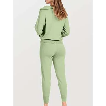 ANRABESS Women's Two Piece Outfits Sweater Sets Long Sleeve Zip Up Knit Pullover Jogger Pants Tracksuit 2024 Fall Lounge Sets Small