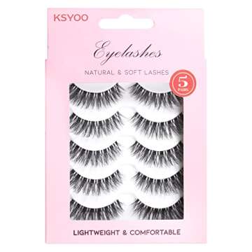 KSYOO False Eyelashes Cat Eye Lashes Wispy Lashes Clear Band V1 Russian Strip Lashes That Look Like ...