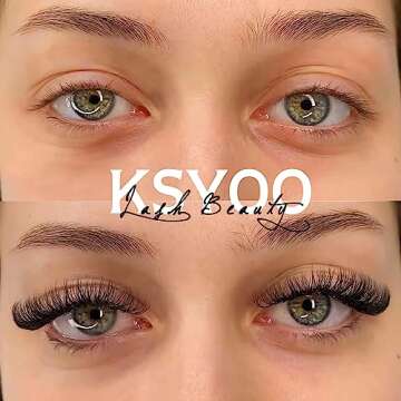 KSYOO False Eyelashes Cat Eye Lashes Wispy Lashes Clear Band V1 Russian Strip Lashes That Look Like Extensions D Curl Cat Eye Lashes Natural Look Faux Mink 3D Fluffy Russian Strip Eyelashes