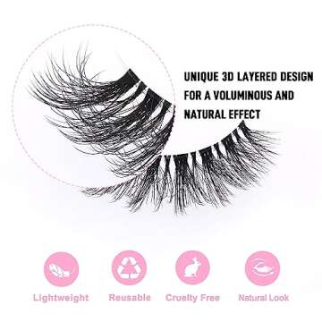 KSYOO False Eyelashes Cat Eye Lashes Wispy Lashes Clear Band V1 Russian Strip Lashes That Look Like Extensions D Curl Cat Eye Lashes Natural Look Faux Mink 3D Fluffy Russian Strip Eyelashes