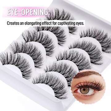 KSYOO False Eyelashes Cat Eye Lashes Wispy Lashes Clear Band V1 Russian Strip Lashes That Look Like Extensions D Curl Cat Eye Lashes Natural Look Faux Mink 3D Fluffy Russian Strip Eyelashes