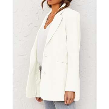 MEROKEETY Women's 2024 Fall Casual Blazers Long Sleeve Lapel Open Front Button Work Blazer Jackets w...
