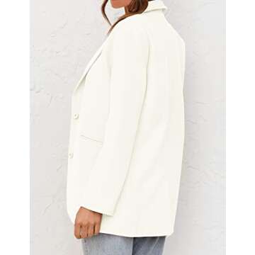 MEROKEETY Women's 2024 Fall Casual Blazers Long Sleeve Lapel Open Front Button Work Blazer Jackets with Pockets, Ivory, XL