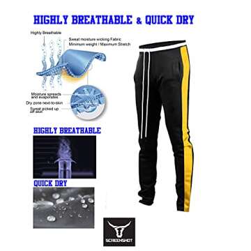 SCREENSHOTBRAND-S41700 Mens Hip Hop Premium Slim Fit Track Pants - Athletic Jogger Bottom with Side ...