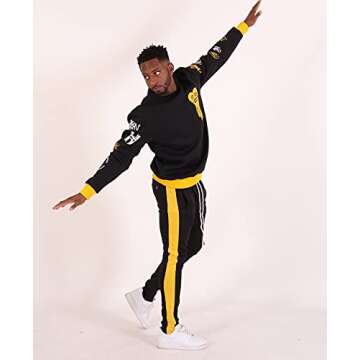 SCREENSHOTBRAND-S41700 Mens Hip Hop Premium Slim Fit Track Pants - Athletic Jogger Bottom with Side Taping-Black/Yellow-Medium