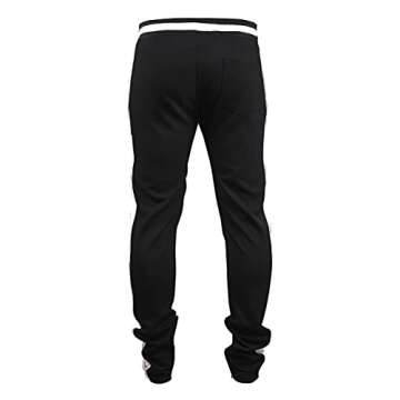 SCREENSHOTBRAND-S41700 Mens Hip Hop Premium Slim Fit Track Pants - Athletic Jogger Bottom with Side Taping-Black/Yellow-Medium