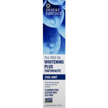Desert Essence Natural Tea Tree Oil Whitening Plus Toothpaste - Cool Mint - 6.25 Oz - Antiseptic Tea...
