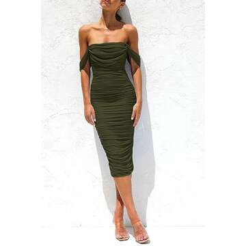 PRETTYGARDEN Women's Summer Off The Shoulder Midi Dress