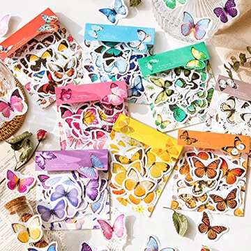 Knaid Butterfly Stickers Set (360 Pieces) - Decorative Colorful Assorted Insects Decals for Scrapboo...