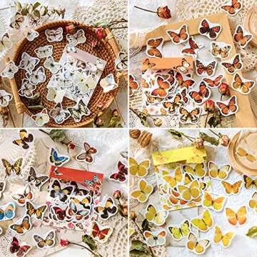 Knaid Butterfly Stickers Set (360 Pieces) - Decorative Colorful Assorted Insects Decals for Scrapbooking DIY Arts Crafts Album Bullet Journals Junk Journal Planners Water Bottles Phone Cases Laptops