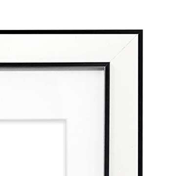 Isaac Jacobs 11x14 (Matted 8x10) White w/Black (Vertical & Horizontal) Double Border Picture Frame, ...