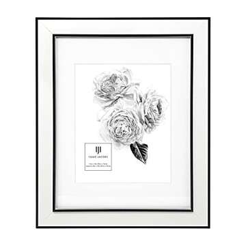 Isaac Jacobs 11x14 (Matted 8x10) White w/Black (Vertical & Horizontal) Double Border Picture Frame, Wall-Mountable, Made for Photo Gallery and Wall Art, Home or Office (11x14, White W/Black)