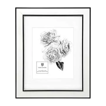 Isaac Jacobs 11x14 (Matted 8x10) White w/Black (Vertical & Horizontal) Double Border Picture Frame, Wall-Mountable, Made for Photo Gallery and Wall Art, Home or Office (11x14, White W/Black)