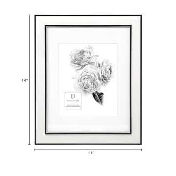 Isaac Jacobs 11x14 (Matted 8x10) White w/Black (Vertical & Horizontal) Double Border Picture Frame, Wall-Mountable, Made for Photo Gallery and Wall Art, Home or Office (11x14, White W/Black)