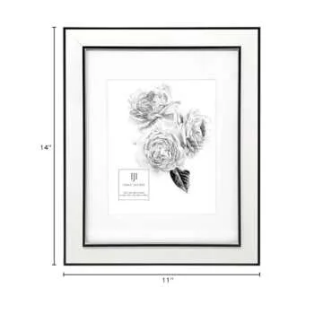Isaac Jacobs 11x14 (Matted 8x10) White w/Black (Vertical & Horizontal) Double Border Picture Frame, Wall-Mountable, Made for Photo Gallery and Wall Art, Home or Office (11x14, White W/Black)