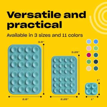 OCTOBUDDY - Silicone Suction Phone Case Adhesive Mount - Hands-Free, Strong Grip Holder for Selfies & Videos - Durable, Easy to Use - iPhone & Android Compatible - 2.25″ x 3.25″, Pastel Turquoise