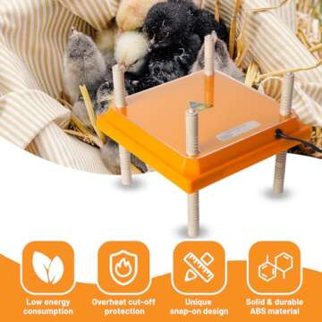 NUGRIART Brooder Heater for Chicks, 10" x 10", Energy Efficient & Adjustable