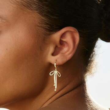 Gold Bow Ribbon Hoop Earrings - Perfect Fashion Gift