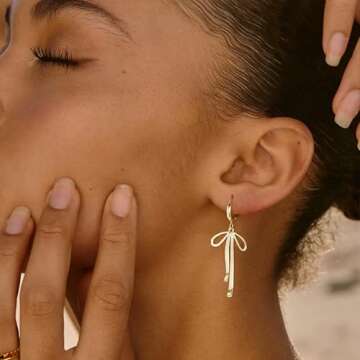 Gold Bow Ribbon Hoop Earrings - Perfect Fashion Gift