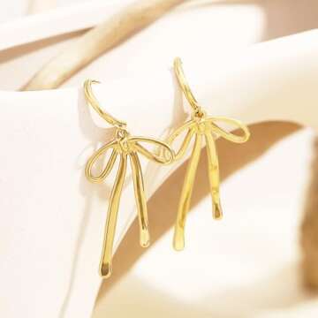 Gold Bow Ribbon Hoop Earrings - Perfect Fashion Gift
