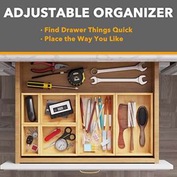 SpaceAid 6 Pcs Bamboo Drawer Organizer Storage Box Set, Multi-Use Drawer Organizer Bin for Kitchen, Bathroom, Office Desk and Makeup (6 Boxes)