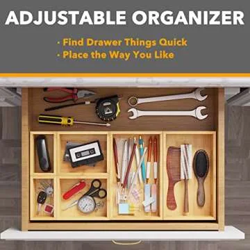 SpaceAid 6 Pcs Bamboo Drawer Organizer Storage Box Set, Multi-Use Drawer Organizer Bin for Kitchen, Bathroom, Office Desk and Makeup (6 Boxes)