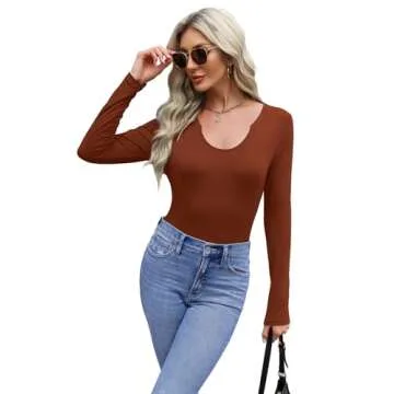Shop Trendy WIHOLL Long Sleeve Scoop Neck Tops for Girls