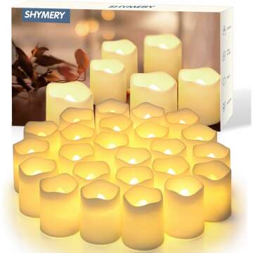 24 Pack Flameless LED Tea Lights - Safe & Long Lasting