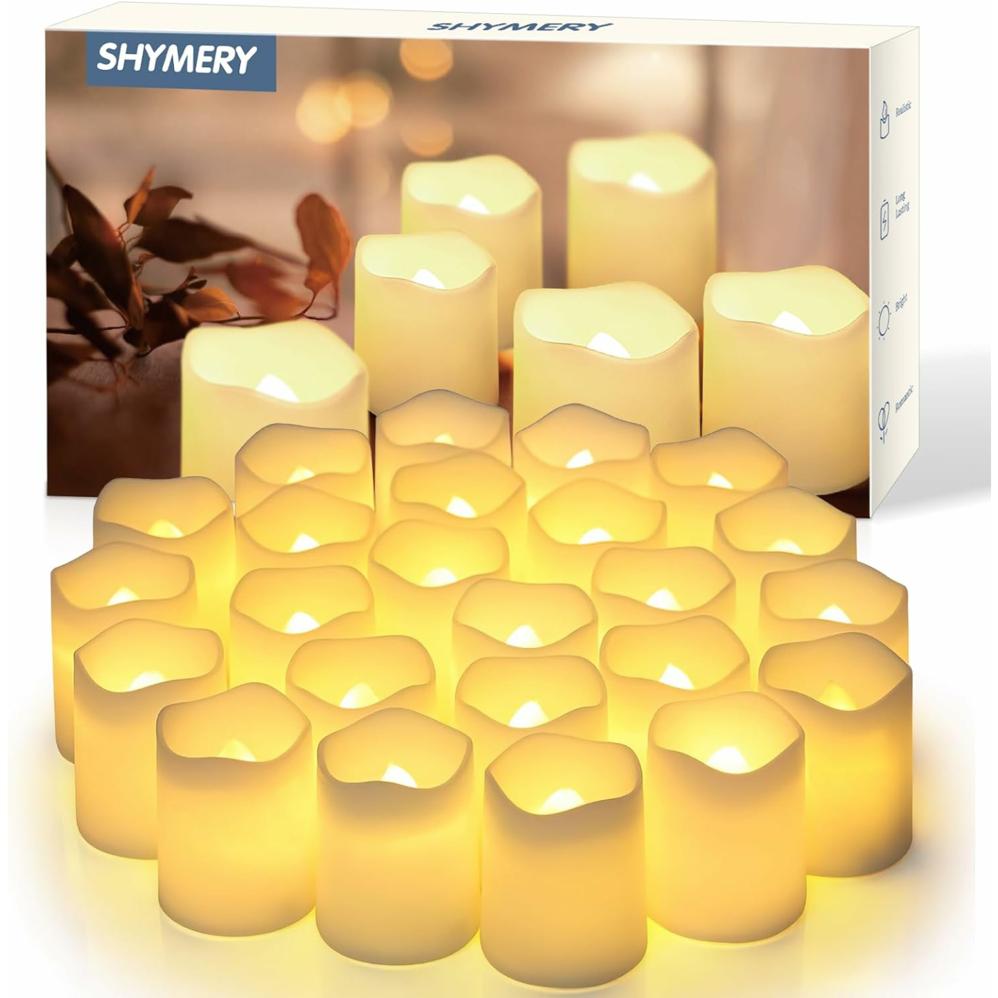 24 Pack Flameless LED Tea Lights - Safe & Long Lasting