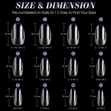 Gelike EC False Nail Tip Kit, Soft Gel Full Cover Nails Coffin Squoval for Soak Off Nail Extensions, Clear Gelly Tips Pre-buff PMMA False Press on Nail Tips, 12 Sizes, SHORT COFFIN SQUOVAL 240PCS