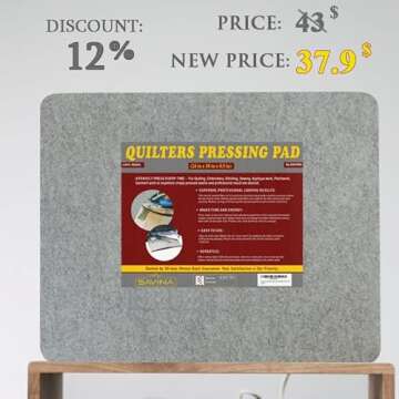 SAVINA 24in x 18in Wool Pressing Pad for Quilting
