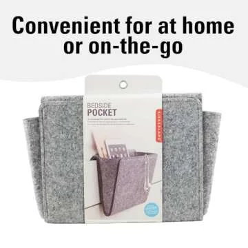 Kikkerland Grey Felt Bedside Pocket Caddy for Essentials