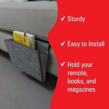 Kikkerland Grey Felt Bedside Pocket Caddy for Essentials