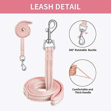 AMTOR Small Dog Harness with Leash Set, No Escape Easy Walk Puppy Harnesses for Training Walking, Step-in Reflective Soft Dogs Vest for XS S Medium Extra-Small Large Sized Dog(Pink,L)