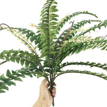 Artificial Shrubs Artificial Boston Fern Plants Greenery Bushes Flower for House Office Garden Indoor Outdoor (37 Fronds Fern)