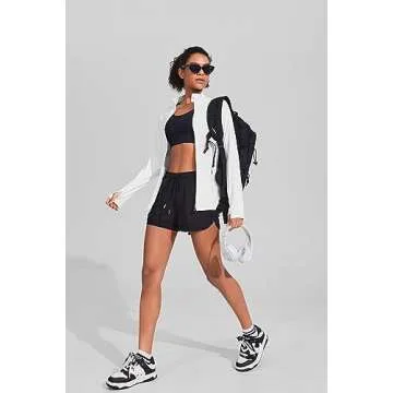 PINSPARK Women's Workout Jackets with Zipper Sport Gym Define Jacket Lightweight Full Zip Running Athletic Jacket with Thumbholes