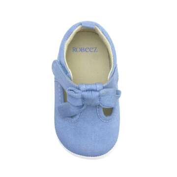 Robeez First Kicks Baby Girl and Unisex Shoes and Sneakers for Infant/Toddlers,Noelle Blue, 12-18 Months
