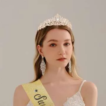 KICOSY Sweet 16 Crown and Sash Set for Birthday Girls