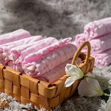 MUKIN Baby Washcloths - Natural Cotton Baby Wipes - Soft Newborn Baby Face Towel for Sensitive Skin-...
