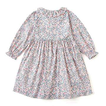 Curipeer Baby Girls Long Sleeve Floral Dress Flower Printed Smock Toddler Ruffle Dress for Autumn an...