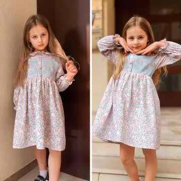 Curipeer Baby Girls Long Sleeve Floral Dress Flower Printed Smock Toddler Ruffle Dress for Autumn and Spring Pink 5T