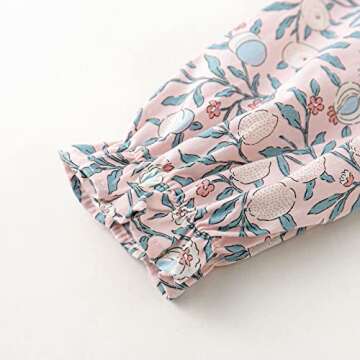 Curipeer Baby Girls Long Sleeve Floral Dress Flower Printed Smock Toddler Ruffle Dress for Autumn and Spring Pink 5T