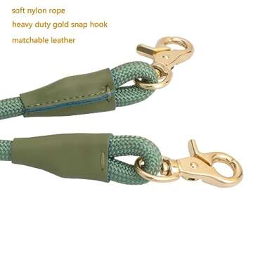 5 FT Nylon Rope Dog Leash with Poop Bag Holder, Heavy Duty Snap Dog Leash, Comfortable Handle Rope Leash for Small Puppy Medium Large Dogs(5FT * 10MM, Sage Green)