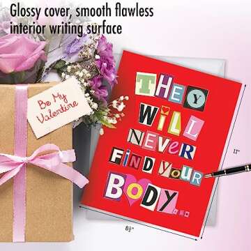 NobleWorks - Large Valentines Day Card Funny (8.5 x 11 Inch) - Vday Humor, Big Greeting Notecard for Valentine - Never Find Your Body J2151VDG