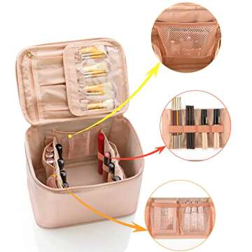 OCHEAL Makeup Bag, Large Travel Makeup Bag Cosmetic Bags for Women Traveling Washable Make Up Bag Organizer Case -Large Rose Gold