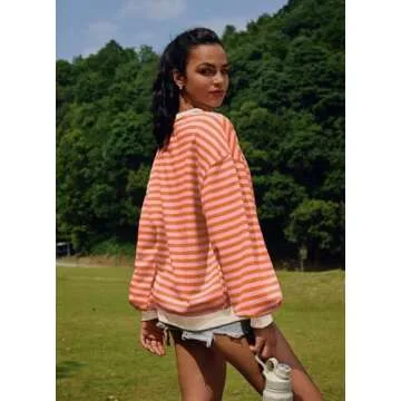 SENSERISE Classic Oversized Striped Sweatshirts for Women