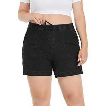 Plus Size Stretch Denim Shorts for Summer by ZERDOCEAN