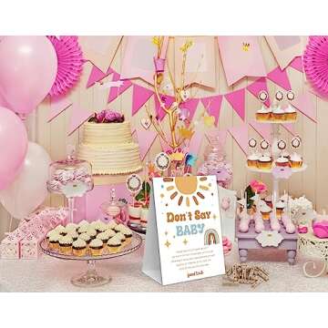 Don't Say Baby Clothespin Game, 1 Sign and 50 Mini Clothespins, Here Comes the Sun Baby Shower Decorations, Baby Shower Games, Gender Reveal Games, Gender Neutral Baby Shower Supplies-A1